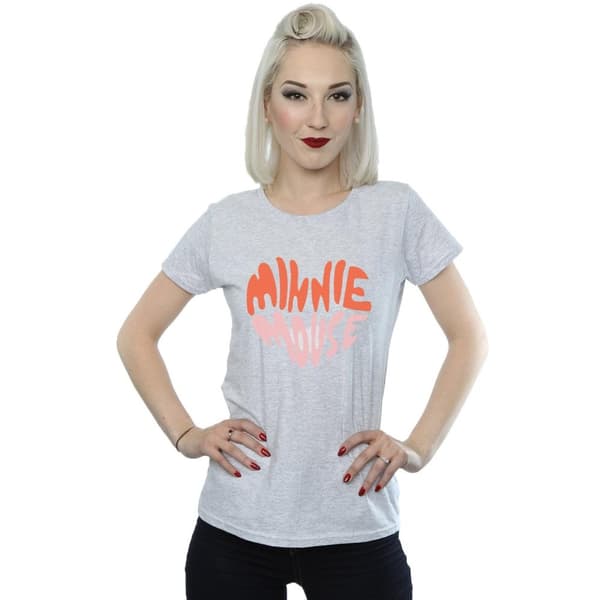 Disney Dam/Tjej Minnie Mouse Hjärtformad Bomulls-T-shirt