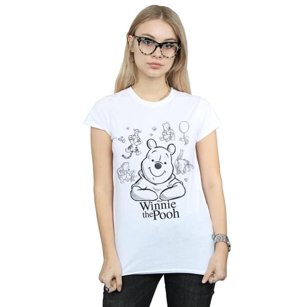Disney Dam/kvinnor Winnie The Pooh Collage Sketch - T-shirt i bomull