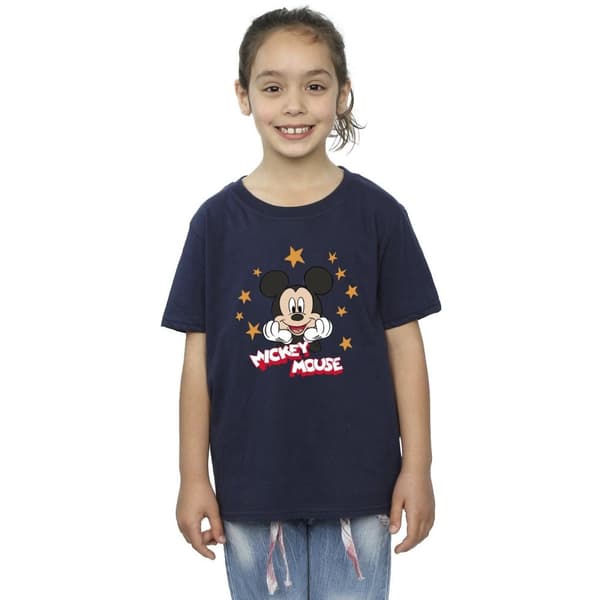 Disney Girls Mickey Mouse Stars Cotton T-Shirt