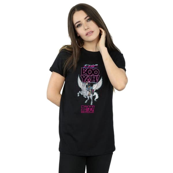 DC Comics Womens/Ladies Teen Titans Go Epic Boo Yah Cotton Boyfriend T-Shirt