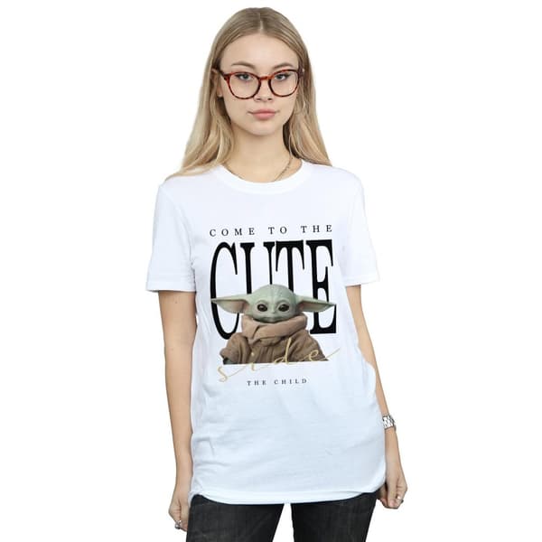 Star Wars Dam/kvinnor The Mandalorian The Cute Side Boyfriend T-shirt i bomull