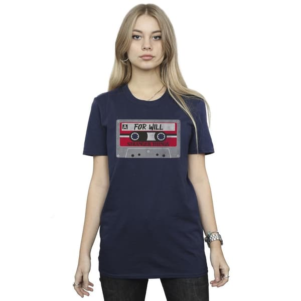 Netflix Womens/Ladies Stranger Things Cassette For Will Cotton Boyfriend T-Shirt