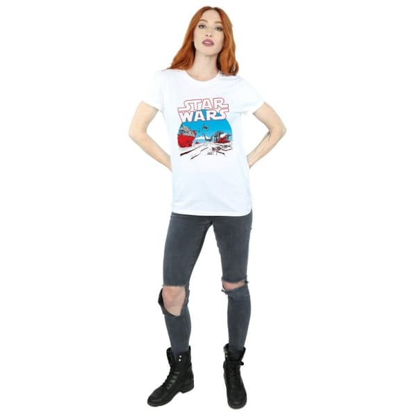 Star Wars Dam/Tjej The Last Jedi - Action Scene Boyfriend-T-shirt i bomull