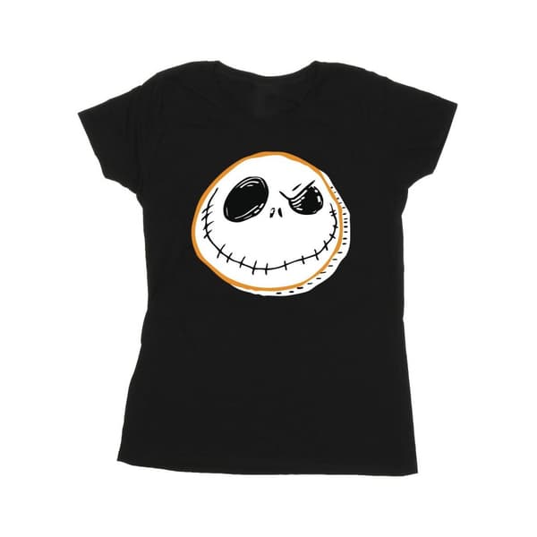 Disney Dam/Tjej - The Nightmare Before Christmas Jack Face - T-shirt i bomull Black S