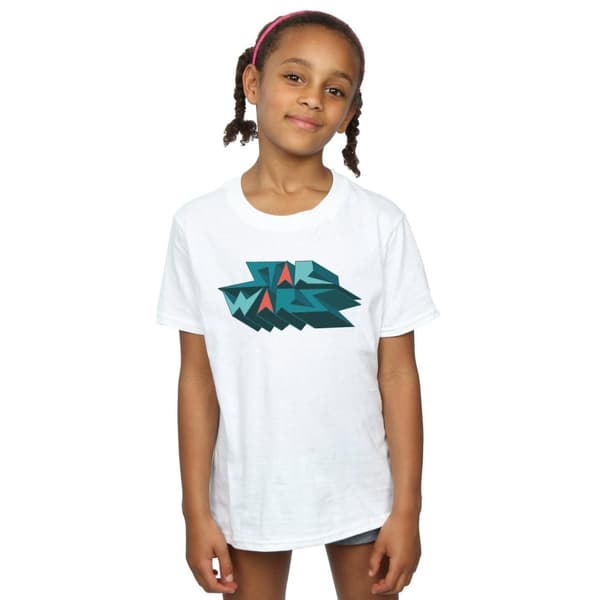 Star Wars Edgy t-shirt med blocklogga i bomull för flickor
