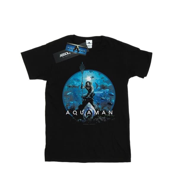 DC Comics Aquaman Circle Poster T-shirt för pojkar Black 9-11 Years