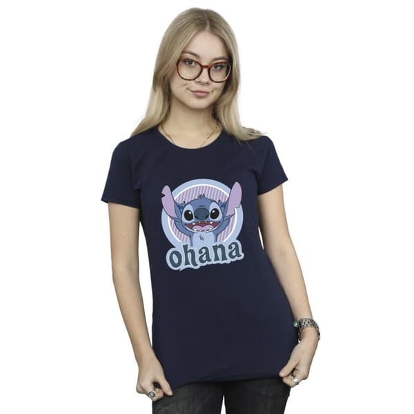 Disney Womens/Ladies Lilo And Stitch Ohana Circle Cotton T-Shirt