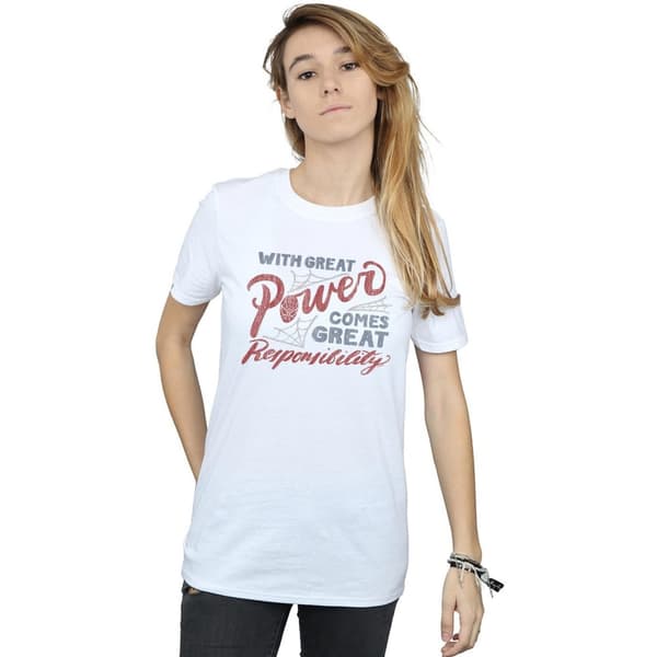 Marvel Womens/Ladies Spider-Man Great Responsibility Cotton Boyfriend T-Shirt