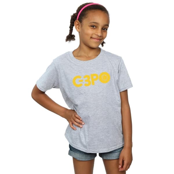 Star Wars The Rise Of Skywalker C-3PO T-shirt med textlogotyp i bomull för flickor