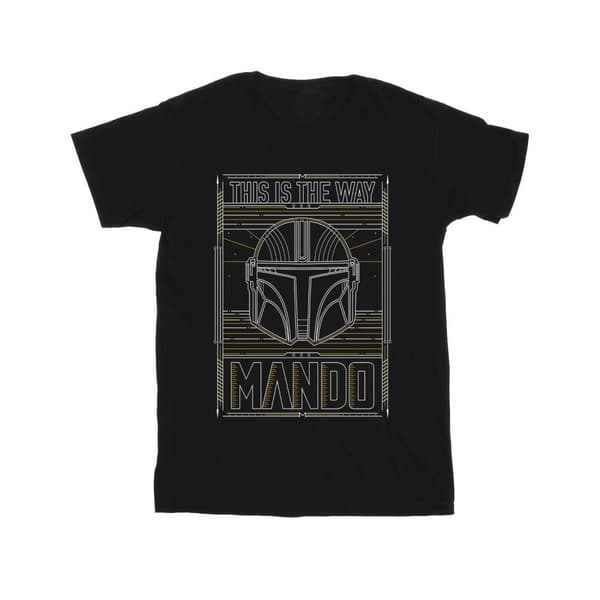 Star Wars Boys The Mandalorian The Way Outline Helm T-Shirt