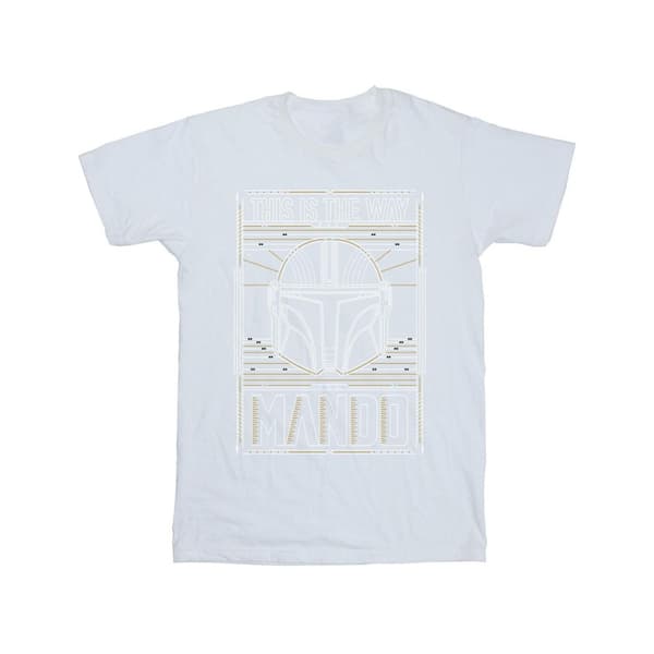 Star Wars Boys The Mandalorian The Way Outline Helm T-Shirt