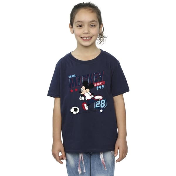 Disney Girls Mickey Mouse Team Mickey Football Cotton T-Shirt