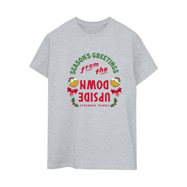Netflix Womens/Ladies Stranger Things Upside Down Seasons Greetings Cotton Boyfriend T-Shirt