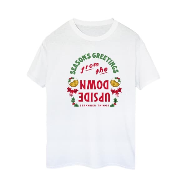 Netflix Womens/Ladies Stranger Things Upside Down Seasons Greetings Cotton Boyfriend T-Shirt