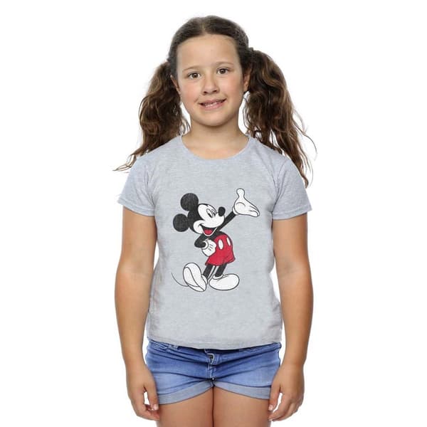 Disney Girls Mickey Mouse Traditional Wave Cotton T-Shirt