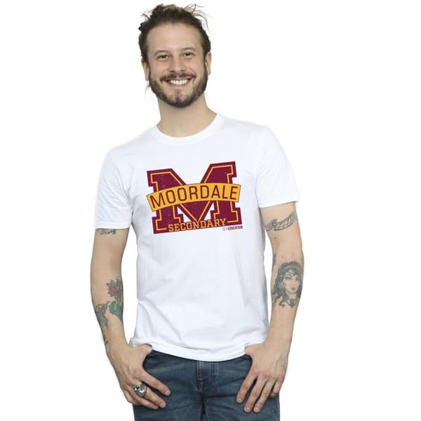 Netflix Mens Sex Education Moordale Cracked M Logo 2 T-Shirt