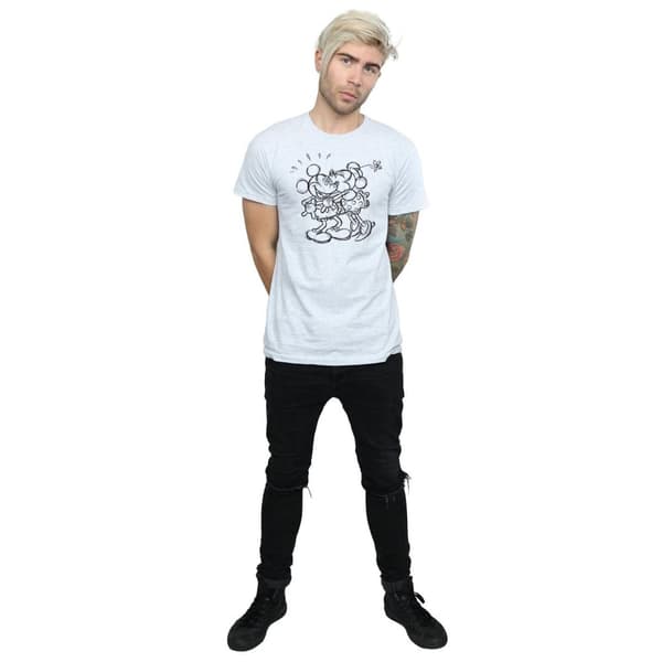 Disney Mens Mickey And Minnie Mouse Kiss Sketch T-shirt