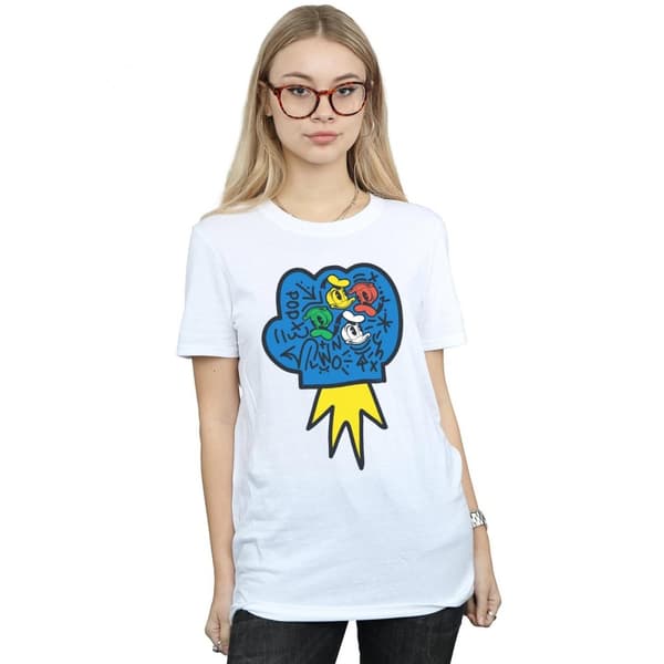 Disney Dam/Tjej Donald Duck Pop Fist Boyfriend T-shirt i bomull