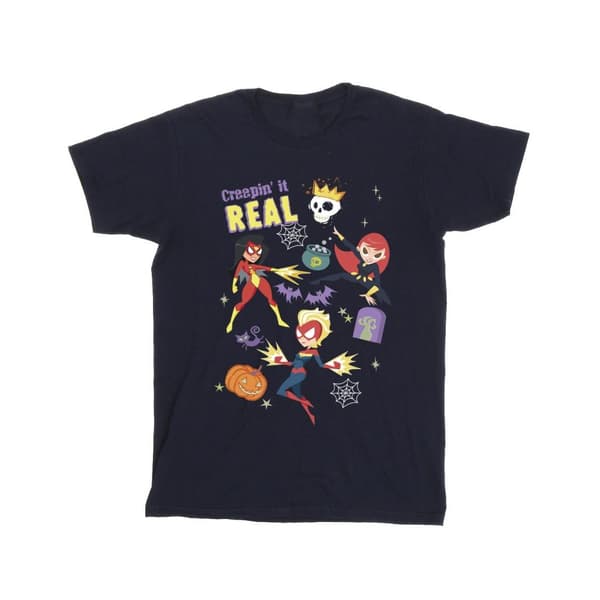 Marvel Boys Creepin It Real T-Shirt Navy Blue 9-11 Years