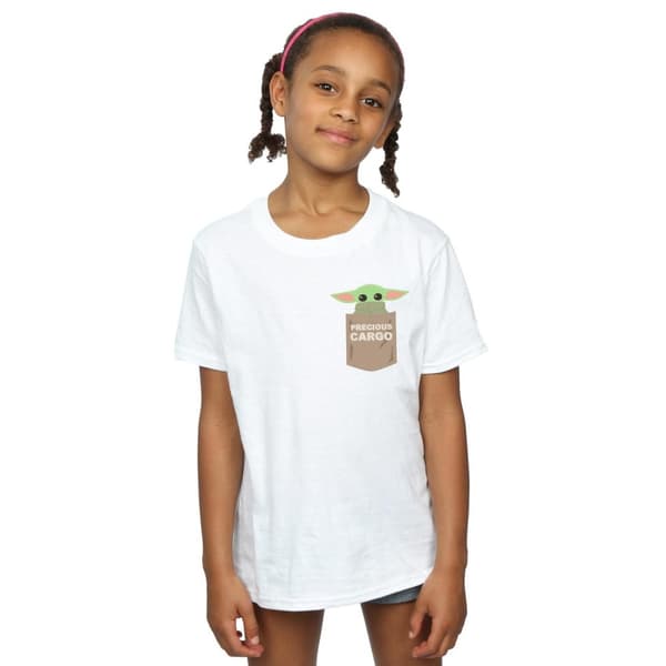 Star Wars Mandalorian The Child - T-shirt i bomull med cargoficka för flickor