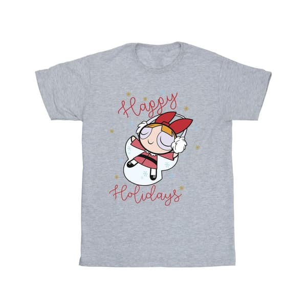 The Powerpuff Girls Girls Happy Holidays Cotton T-Shirt