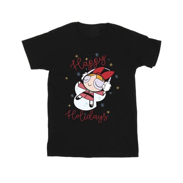 The Powerpuff Girls Girls Happy Holidays Cotton T-Shirt