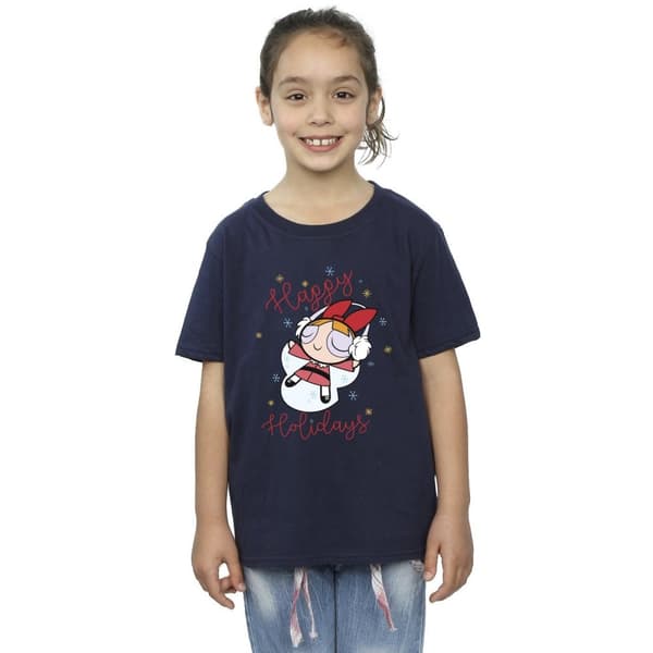 The Powerpuff Girls Girls Happy Holidays Cotton T-Shirt