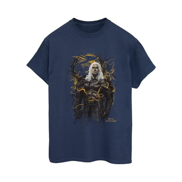 Netflix Womens/Ladies The Witcher Smoking Wolf Cotton Boyfriend T-Shirt