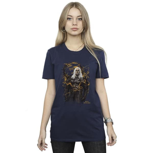 Netflix Womens/Ladies The Witcher Smoking Wolf Cotton Boyfriend T-Shirt
