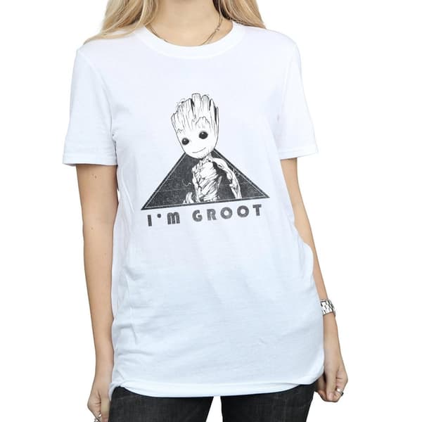 Marvel Womens/Ladies Guardians Of The Galaxy Vol. 2 Groot Mono Triangle Cotton Boyfriend T-Shirt