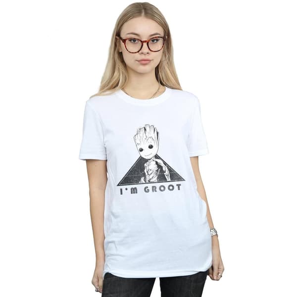 Marvel Womens/Ladies Guardians Of The Galaxy Vol. 2 Groot Mono Triangle Cotton Boyfriend T-Shirt