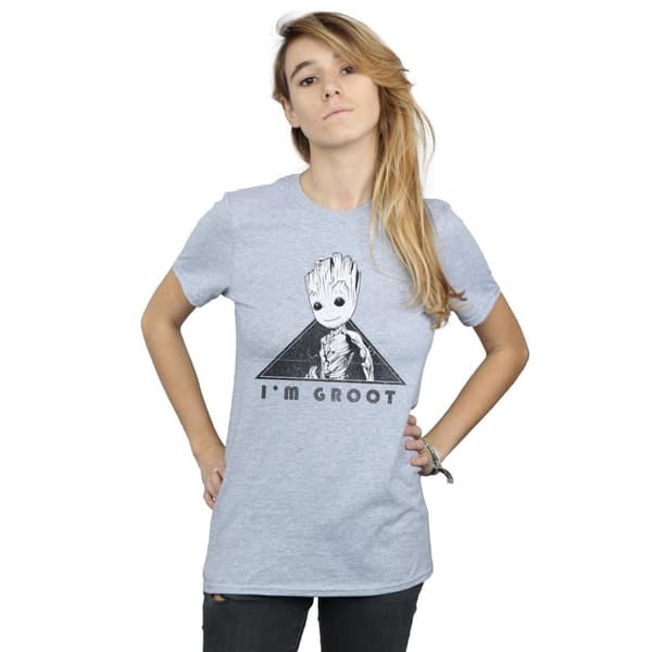 Marvel Womens/Ladies Guardians Of The Galaxy Vol. 2 Groot Mono Triangle Cotton Boyfriend T-Shirt
