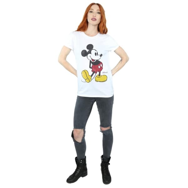 Disney Dam/Tjej Musse Pigg Classic Kick Bomull Boyfriend T-shirt