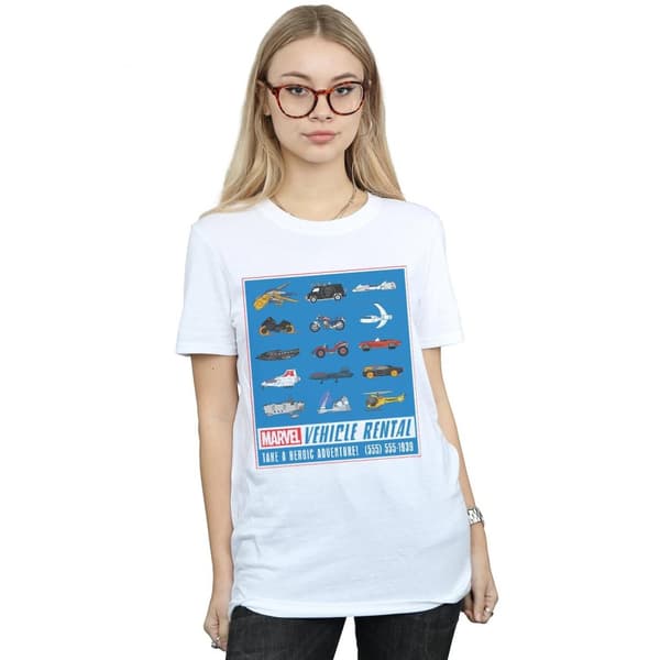 Marvel Womens/Ladies Vehicle Rentals Colour Cotton Boyfriend T-Shirt
