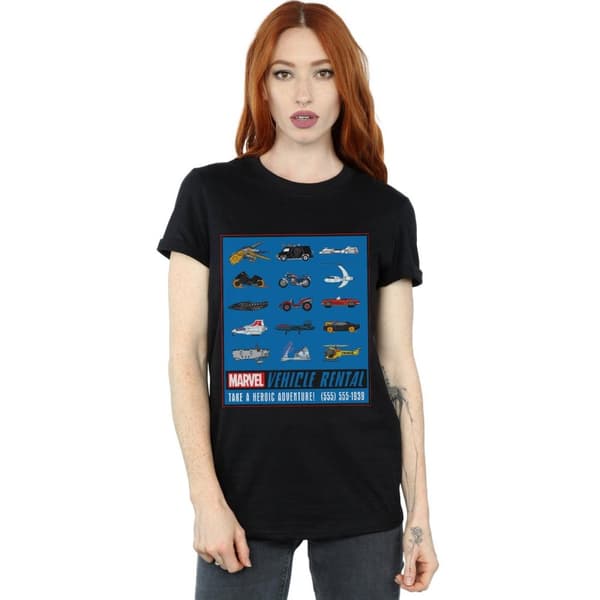 Marvel Womens/Ladies Vehicle Rentals Colour Cotton Boyfriend T-Shirt