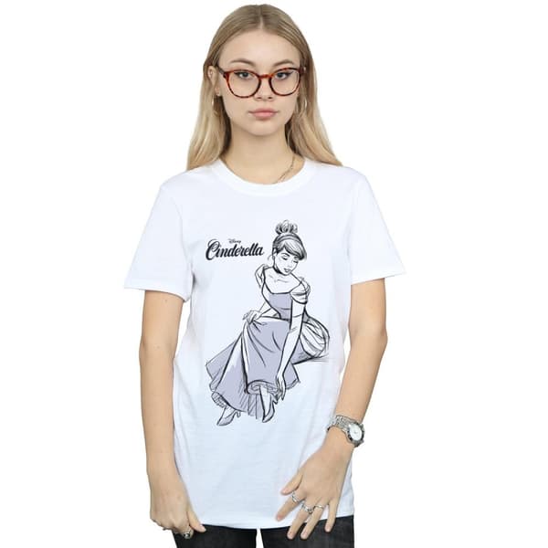 Disney Dam/kvinnor Cinderella Slipper Sketch Boyfriend T-shirt i bomull