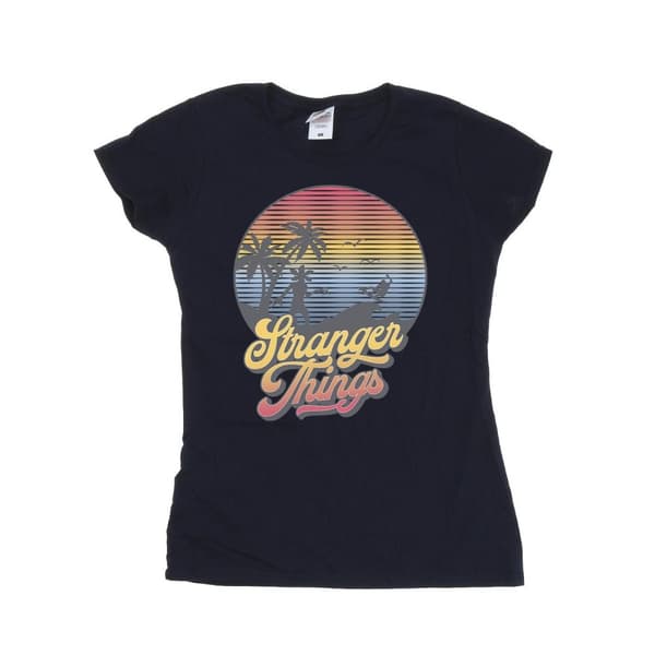 Netflix Womens/Ladies Stranger Things LA Gradient Cotton T-Shirt Navy Blue L