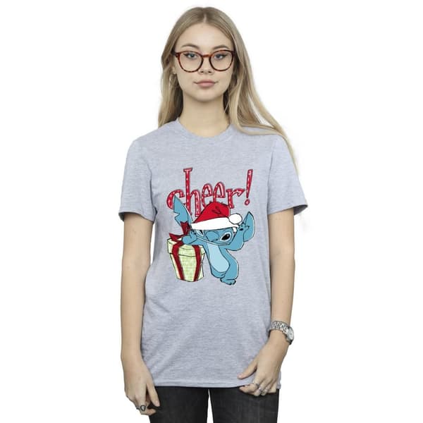 Disney Womens/Ladies Lilo And Stitch Cheer Cotton Boyfriend T-Shirt