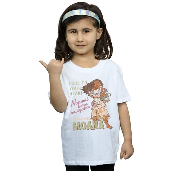 Disney Girls Moana Natural Born Navigator Cotton T-Shirt