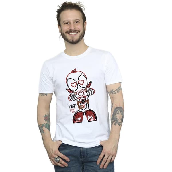 Marvel Mens Deadpool Love Beam Line T-shirt