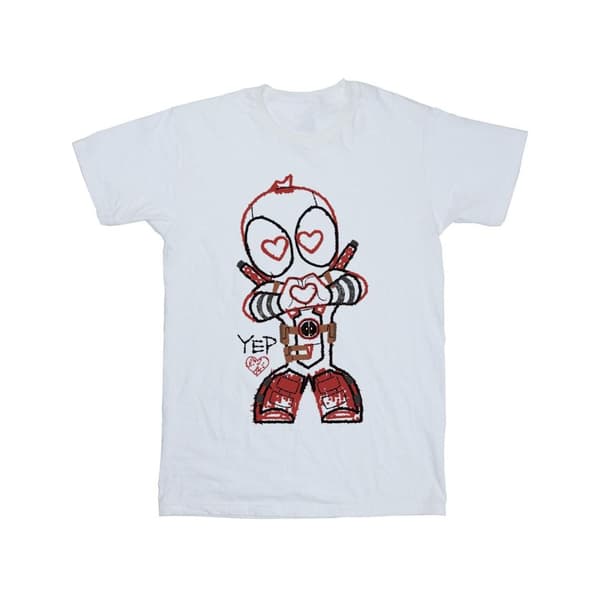 Marvel Mens Deadpool Love Beam Line T-shirt
