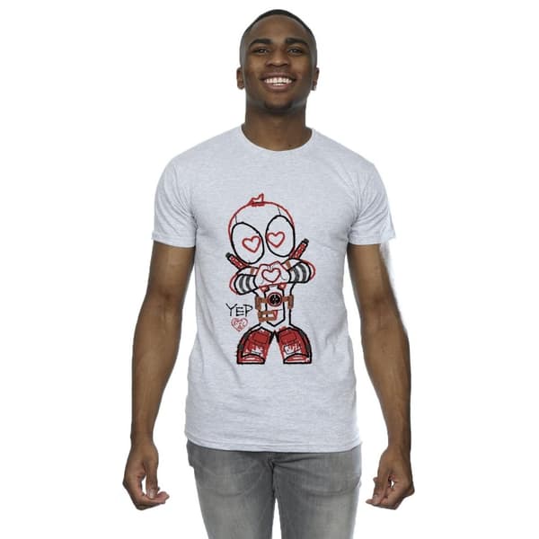 Marvel Mens Deadpool Love Beam Line T-shirt