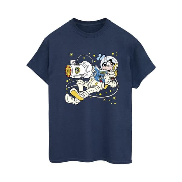 Disney Dam/dam Goofy Reading In Space Boyfriend T-shirt i bomull