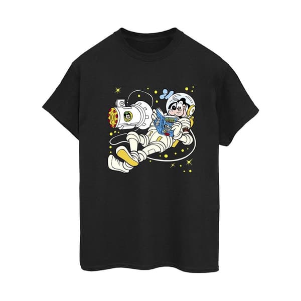 Disney Dam/dam Goofy Reading In Space Boyfriend T-shirt i bomull