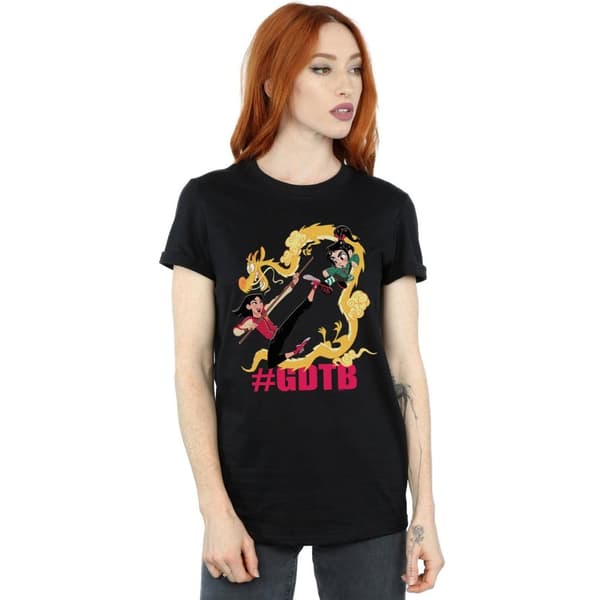 Disney Wreck It Ralph - Mulan och Vanellope - Boyfriend-t-shirt i bomull för damer/damer