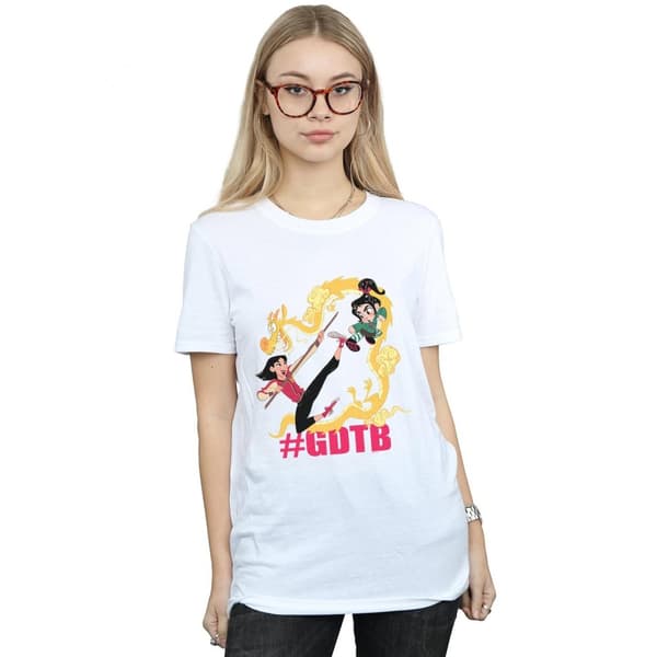 Disney Wreck It Ralph - Mulan och Vanellope - Boyfriend-t-shirt i bomull för damer/damer