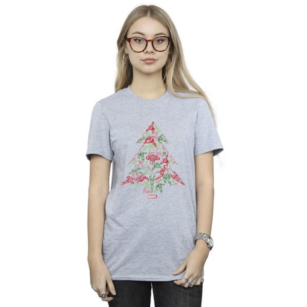 Marvel Womens/Ladies Avengers Christmas Tree Cotton Boyfriend T-Shirt