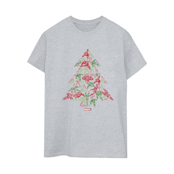 Marvel Womens/Ladies Avengers Christmas Tree Cotton Boyfriend T-Shirt