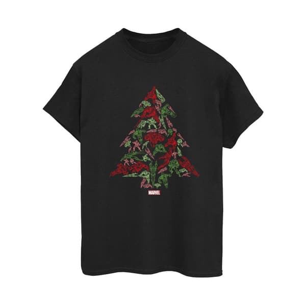 Marvel Womens/Ladies Avengers Christmas Tree Cotton Boyfriend T-Shirt