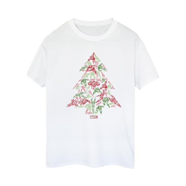 Marvel Womens/Ladies Avengers Christmas Tree Cotton Boyfriend T-Shirt